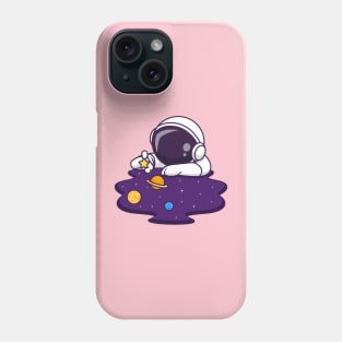 Cute Astronaut Playing Planet And Star In Space Cartoon Phone Case