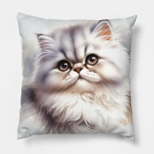 Persian Cat Watercolor Kitten - Cute Kitties Pillow