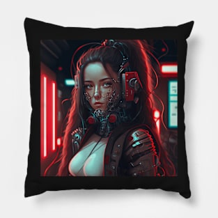 Cyberpunk Female Cyborg White Tee - Photography Pillow