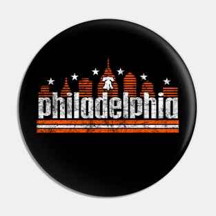 Vintage RETRO PHILLY SKYLINE ORANGE AND BLACK PHILADELPHIA FAN Pin