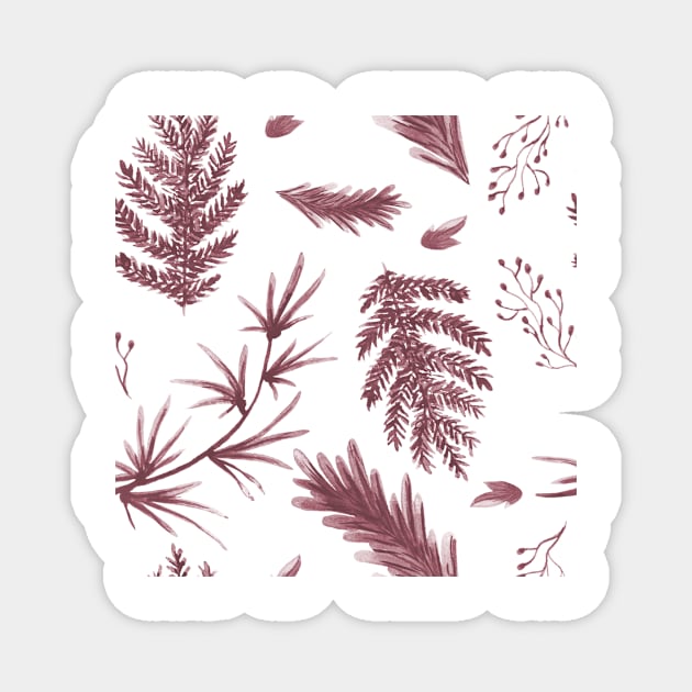 Burgundy tropical garden Magnet by RoseAesthetic