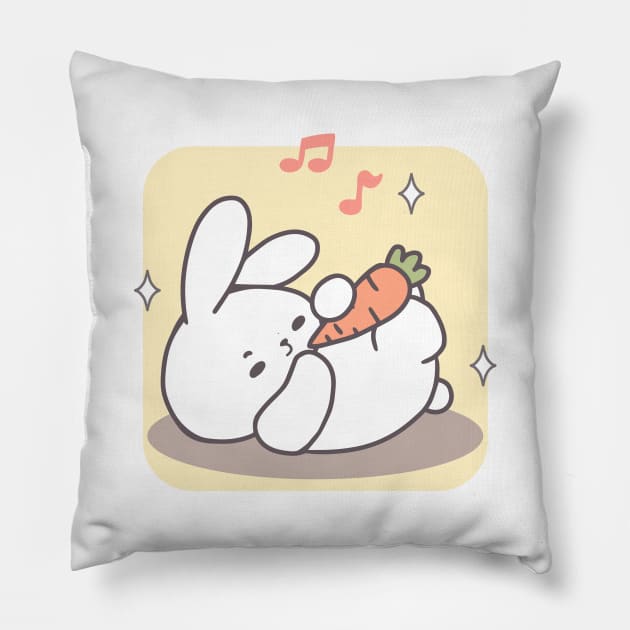 Hop into Happiness of Yoga in the Hoppy Bunny Pose! Pillow by LoppiTokki