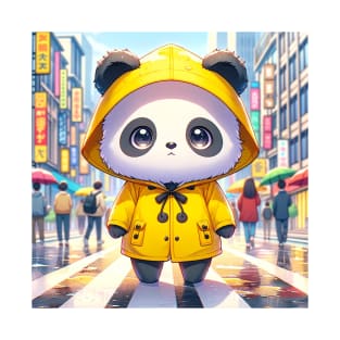 Anime Panda in the Rain T-Shirt