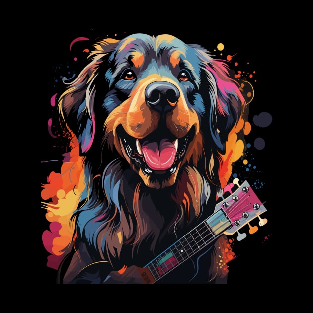 Tibetan Mastiff Playing Guitar by JH Mart