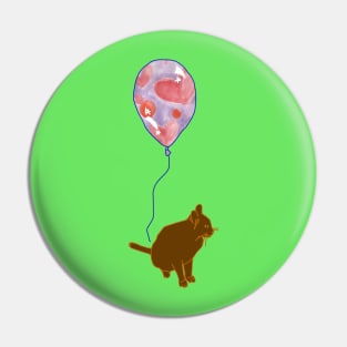 A kitty and his love heart balloon Pin