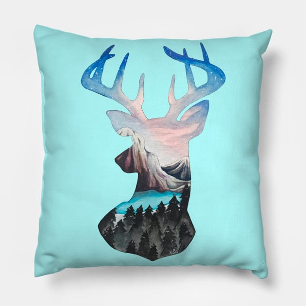 Forest Deer Head Pillow by Lady Lilac