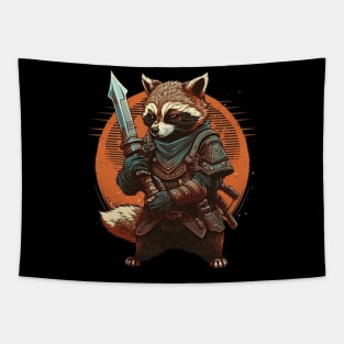 warrior raccoon Tapestry