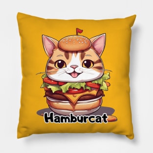 hambucat hamburger cat Pillow