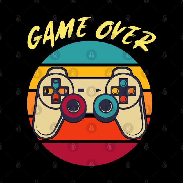 Game Over Vintage Retro Video Game Gaming Sunset by Grove Designs