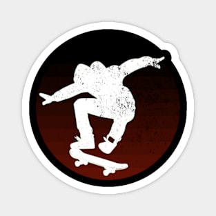 Grunge Urban Skateboarder Graffiti Style - White Silhouette with Burnt Orange Background Magnet