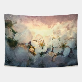 Blooming cherry tree painting Tapestry