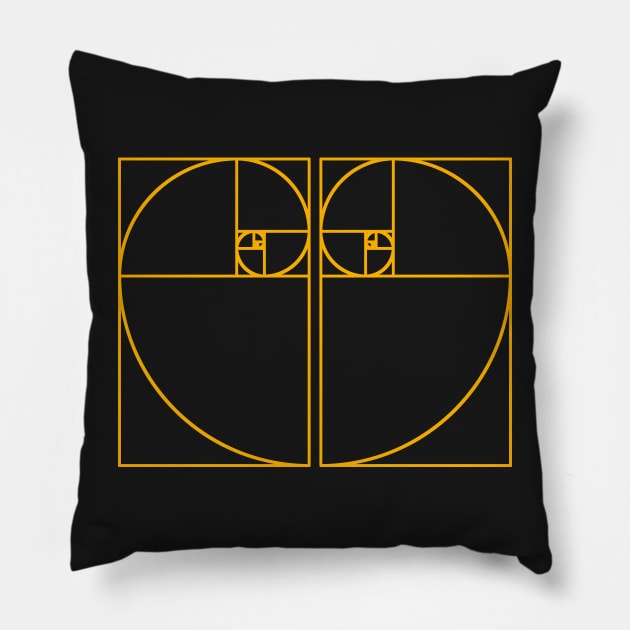 Golden Heart Made up of The Golden Ratio Fibonacci Spiral Pillow by labstud