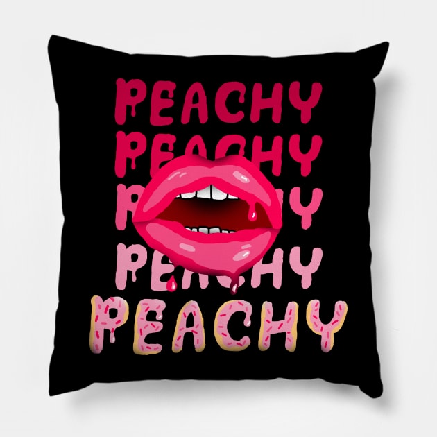 Peachy Retro Design Pillow by deadlydelicatedesigns