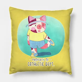 Retro Exercise Cat Pun - Property of Cathletic Department Pillow