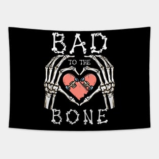 Bad to the Bone Halloween, Skateboard Halloween, Skeleton Halloween, Skate Skeleton, Skateboarding Gift Tapestry