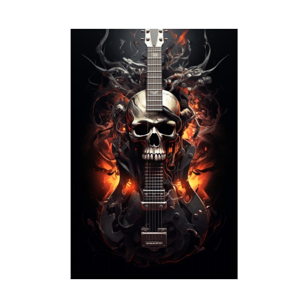 Guitar Skull on fire by TheMadSwede