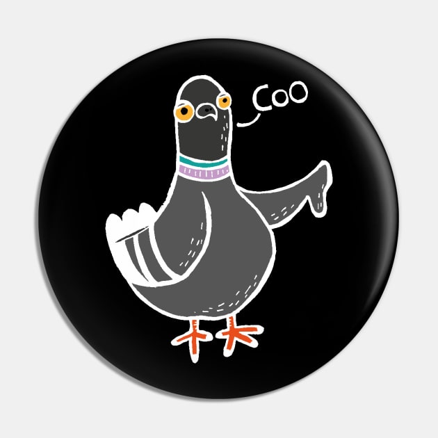 Coo / Boo Pigeon (White) Pin by Graograman