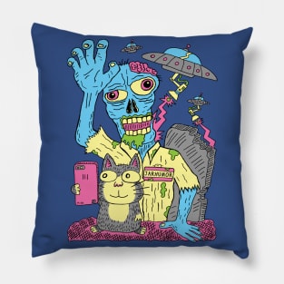 Cat Zombie UFO Pillow