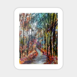 Inviting Autumn Woodland Lane Magnet