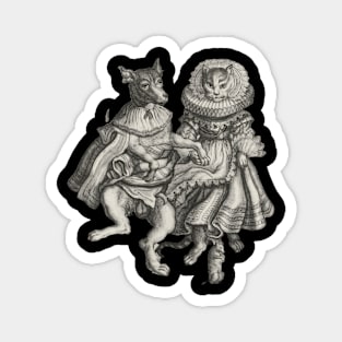 Dog and Cat Holding Hands and Dancing Sweet Love Laugh Love Vintage Magnet