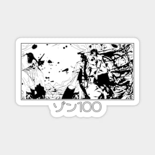 Cool Black and White Zom 100 Aesthetic Anime Opening Vector Art Bucket List of The Dead / Things I Want to do Before I Become a Colorful Zombie 2023 Magnet