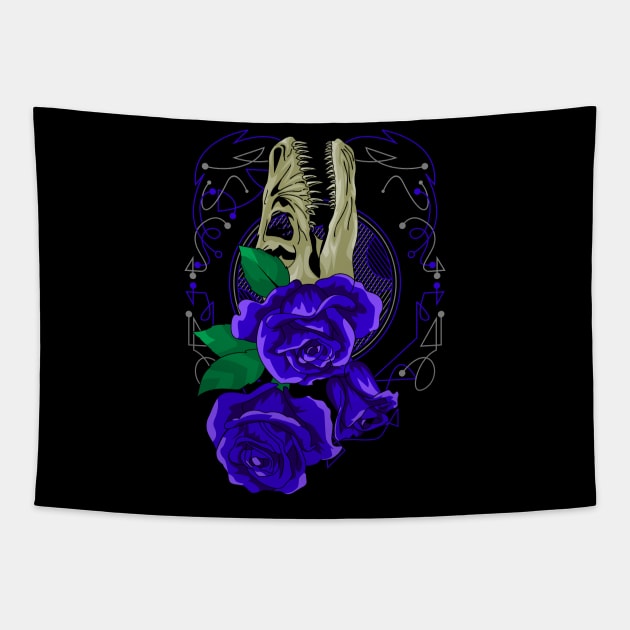 rose blue skull Tapestry by SHINIGAMII