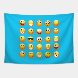 aqua blue emojis Tapestry