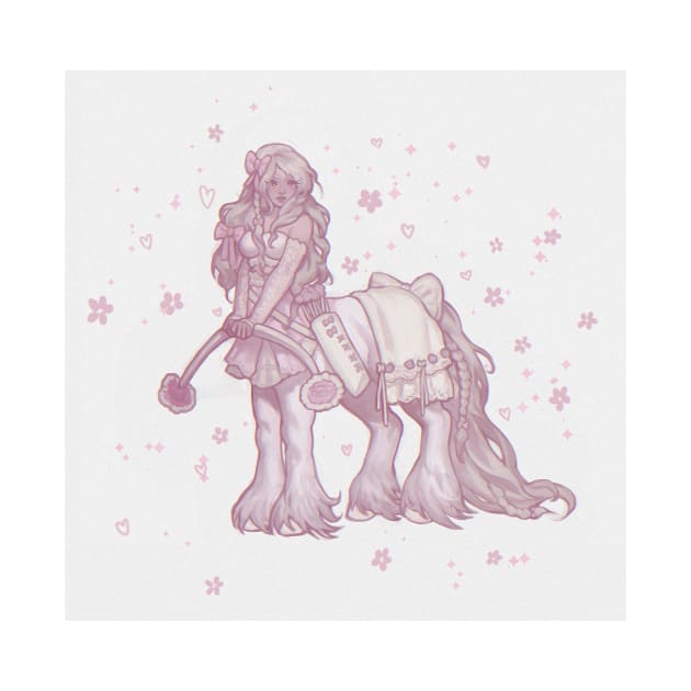 pastel pink aesthetic centaur girl by 520nero