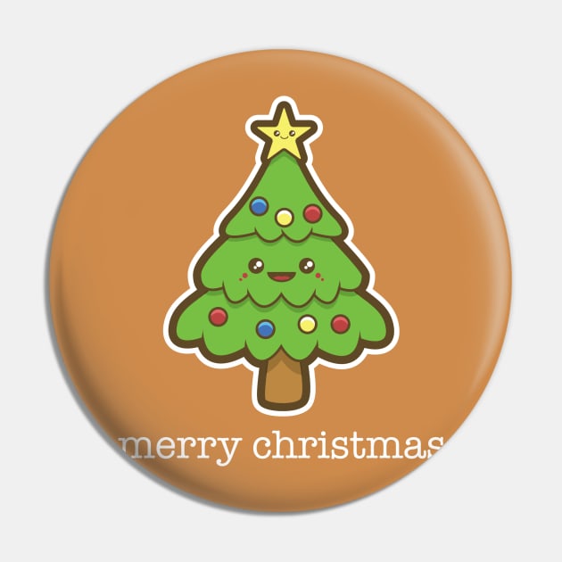 Kawaii Christmas Tree Pin by HolidayShirts