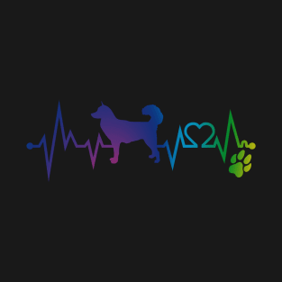 Alaskan malamute Colorful Heartbeat, Heart & Dog Paw T-Shirt