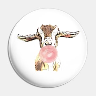 Funny Airplane Ears Goat With Pink Bubblegum Pin