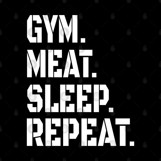 GYM MEAT SLEEP REPEAT CARNIVORE STENCIL ATHLETIC SPORT STYLE by CarnivoreMerch