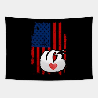 Sloth Merica Usa American Flag Tapestry