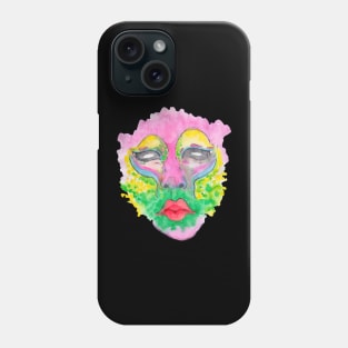 Pink colorful face with black sclera eyes Phone Case