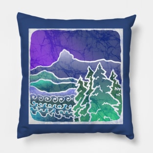 Mountain Batik Landscape Pillow