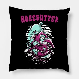 Nosebutter, nose butter, snowboarding, snow holiday sticker Pillow