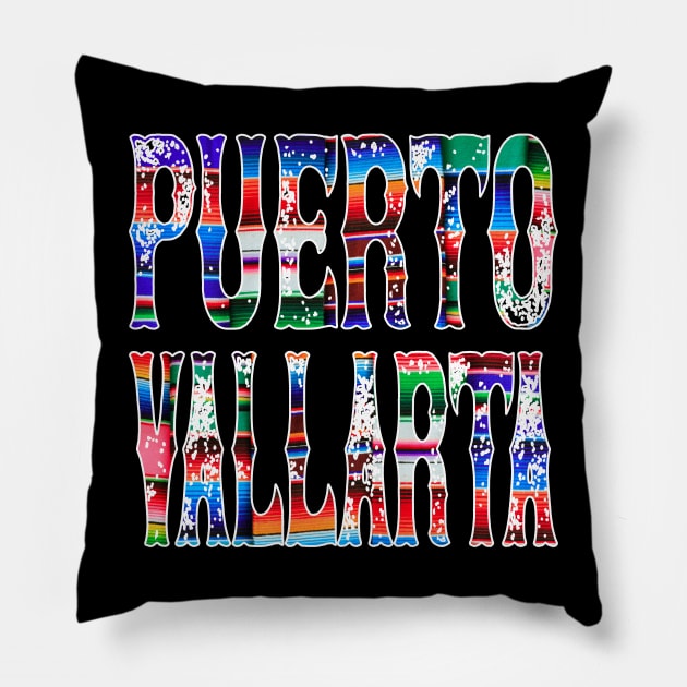 Puerto Vallarta Mexico Blanket Colorful Design Pillow by FilsonDesigns