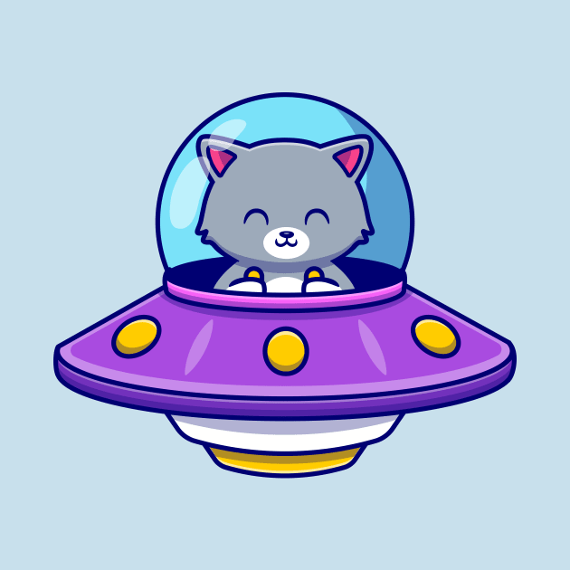 Cute Cat Driving Spaceship Ufo by Catalyst Labs