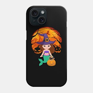 Mermaid pumpkin witch Phone Case