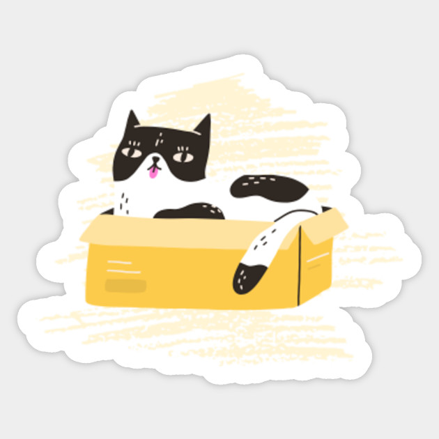 The Cat Is Sitting In A Box Kitten Cats Sticker Teepublic Uk