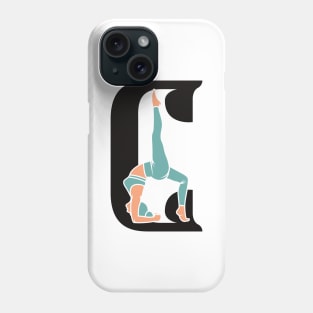 Sports yoga women in letter C Sticker design vector illustration. Alphabet letter icon concept. Sports young women doing yoga exercises with letter C sticker design logo icons. Phone Case