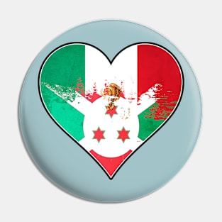 Mexican and Burundian Heart Mix Heritage Flag Pin