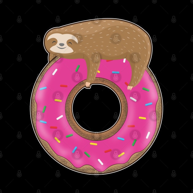 Cute baby sloth sleeping on a donut by M Humor