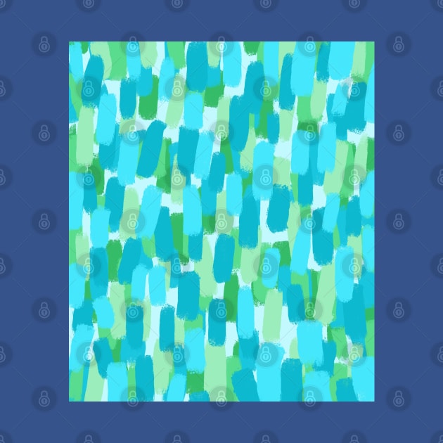 Blue and Green Brush Stroke Pattern Abstract by OneThreeSix