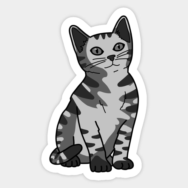 Grey Striped Cat - Cat - Sticker