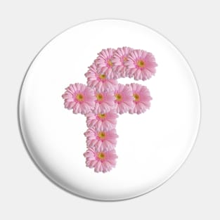 Letter f Pink Gerbera Daisy Pin