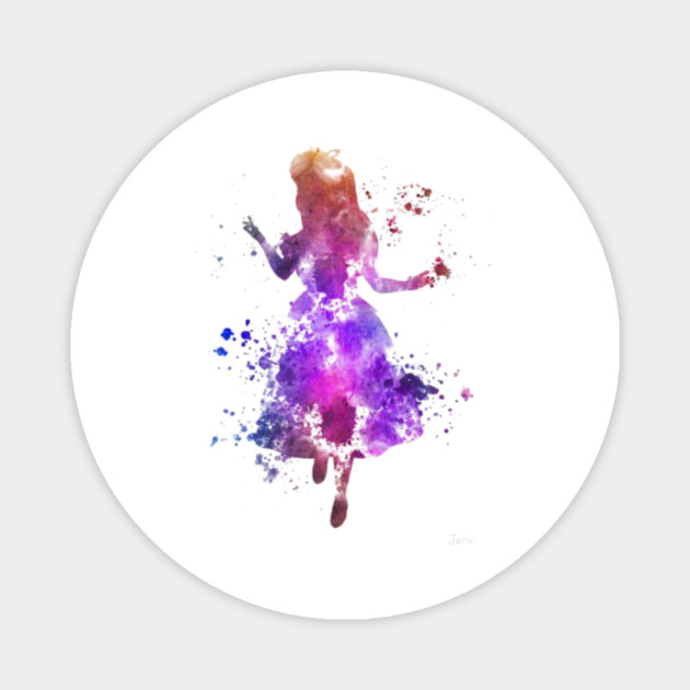 Alices Adventures In Wonderland White Rabbit Cheshire Cat Watercolor Painting Princess Multicolored Woman Standing Alices Adventures In Wonderland White Magnet Teepublic