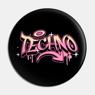 TECHNO  - Graffiti Tech (pink/orange) Pin