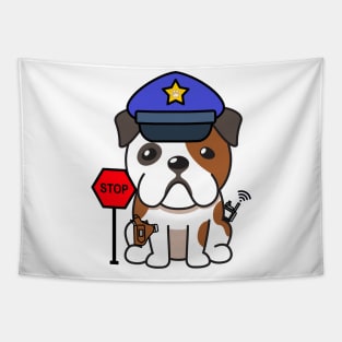 Funny Bulldog Policeman Tapestry