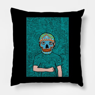 Unveil NFT Character - MaleMask Doodle with Mexican Eyes on TeePublic Pillow